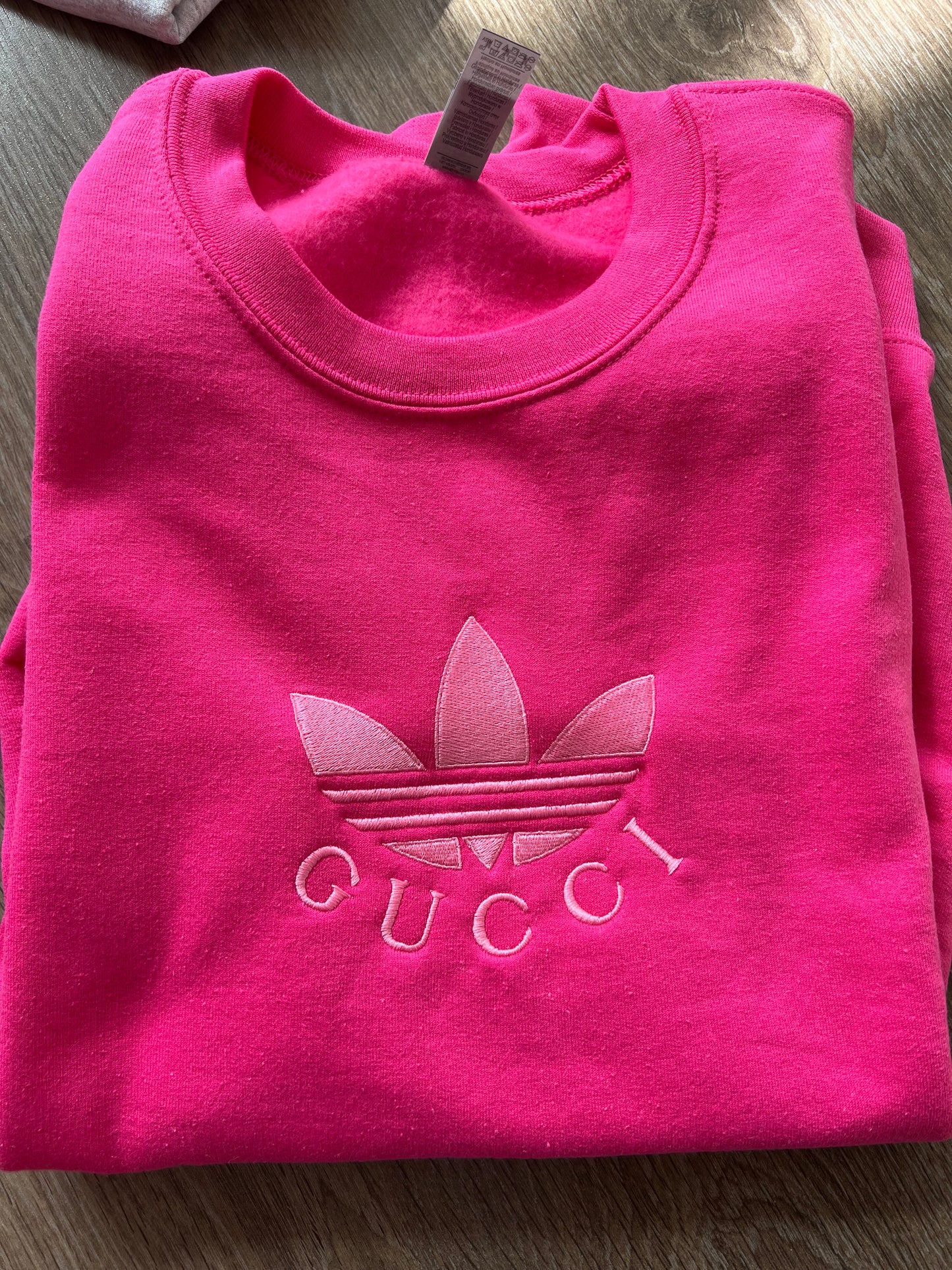 Hot pink with pink GeGe Crew Embroidered