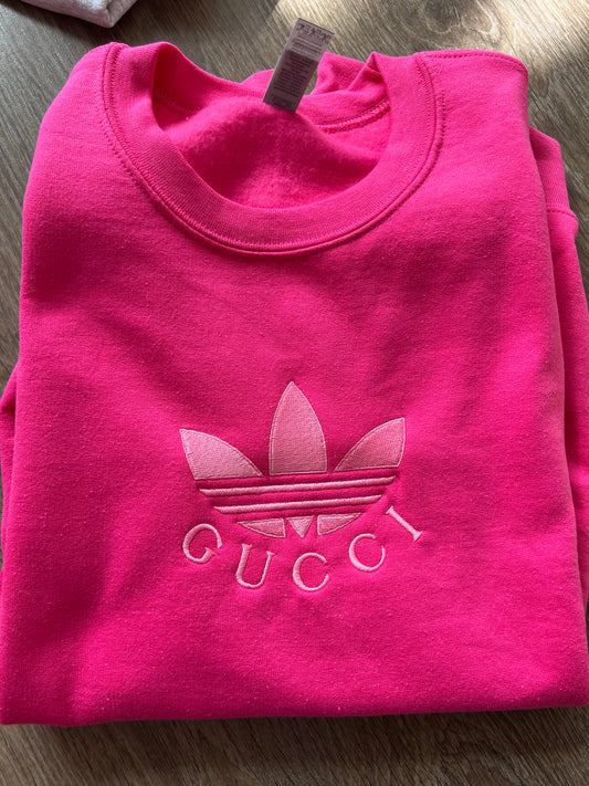 Hot pink with pink GeGe Crew Embroidered